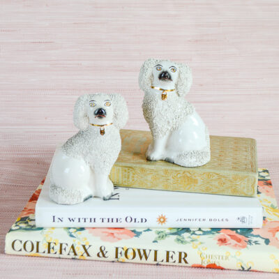 Pair of Vintage Staffordshire Confetti Poodles