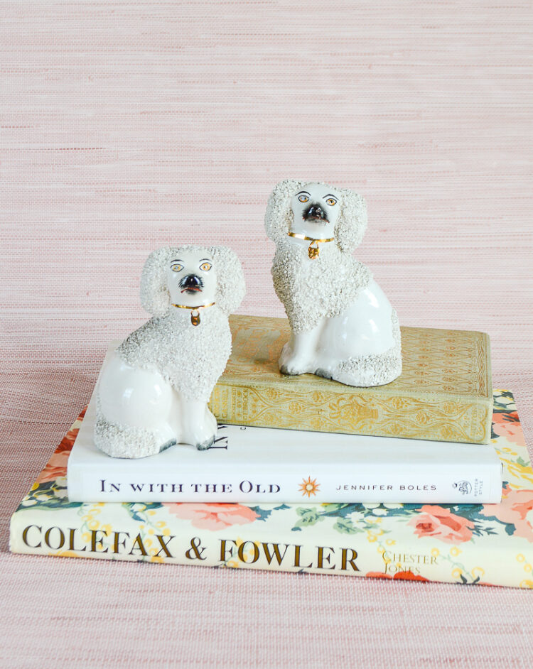 Pair of Vintage Staffordshire Confetti Poodles