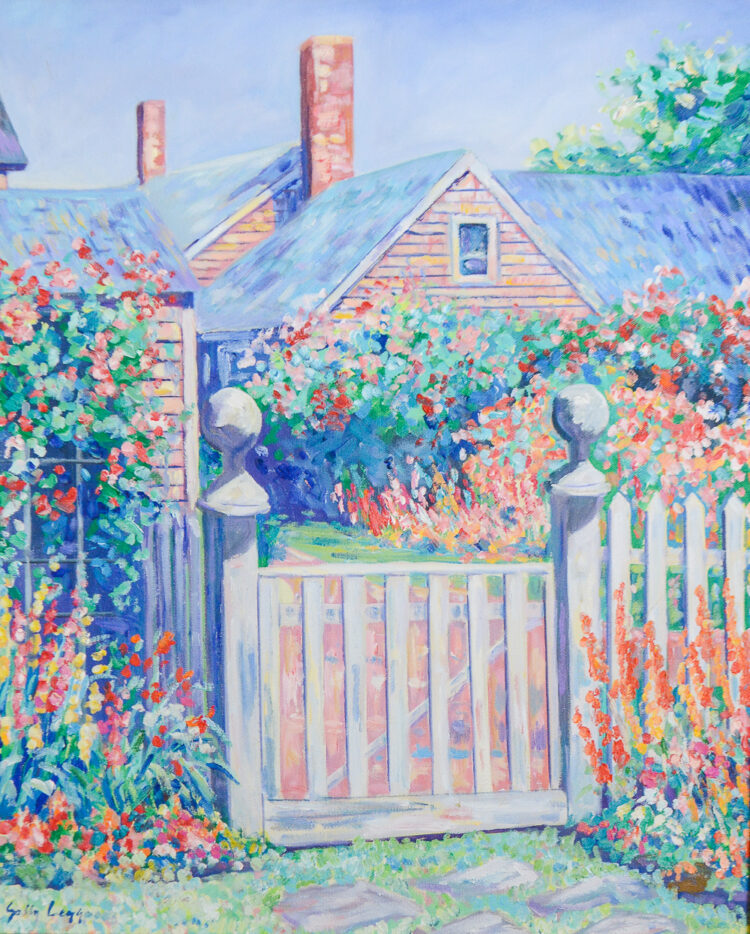 Shop this gorgeous garden painting by Sally Legg titled "Cape Cod Gate" on penderandpeony.com