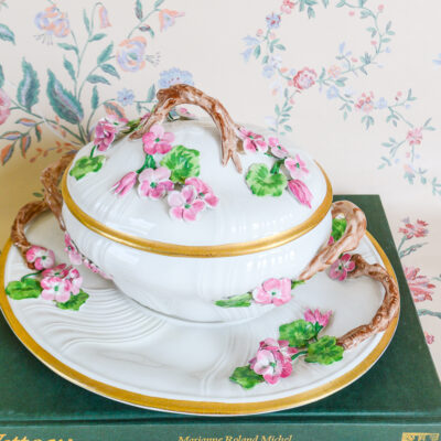 Shop this vintage, playful Italian tureen with pink blooms on Curio Collected at penderandpeony.com