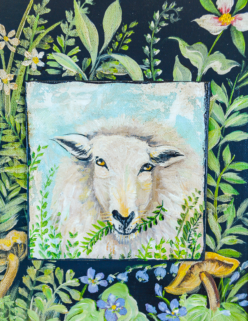 Maude the wooly ewe painting by Lydia Reynolds