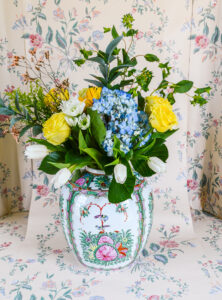 Shop this colorful ovoid shaped porcelain jar with Rose Canton design on penderandpeony.com