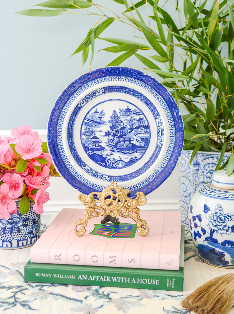 English Ironstone Blue Willow plate.