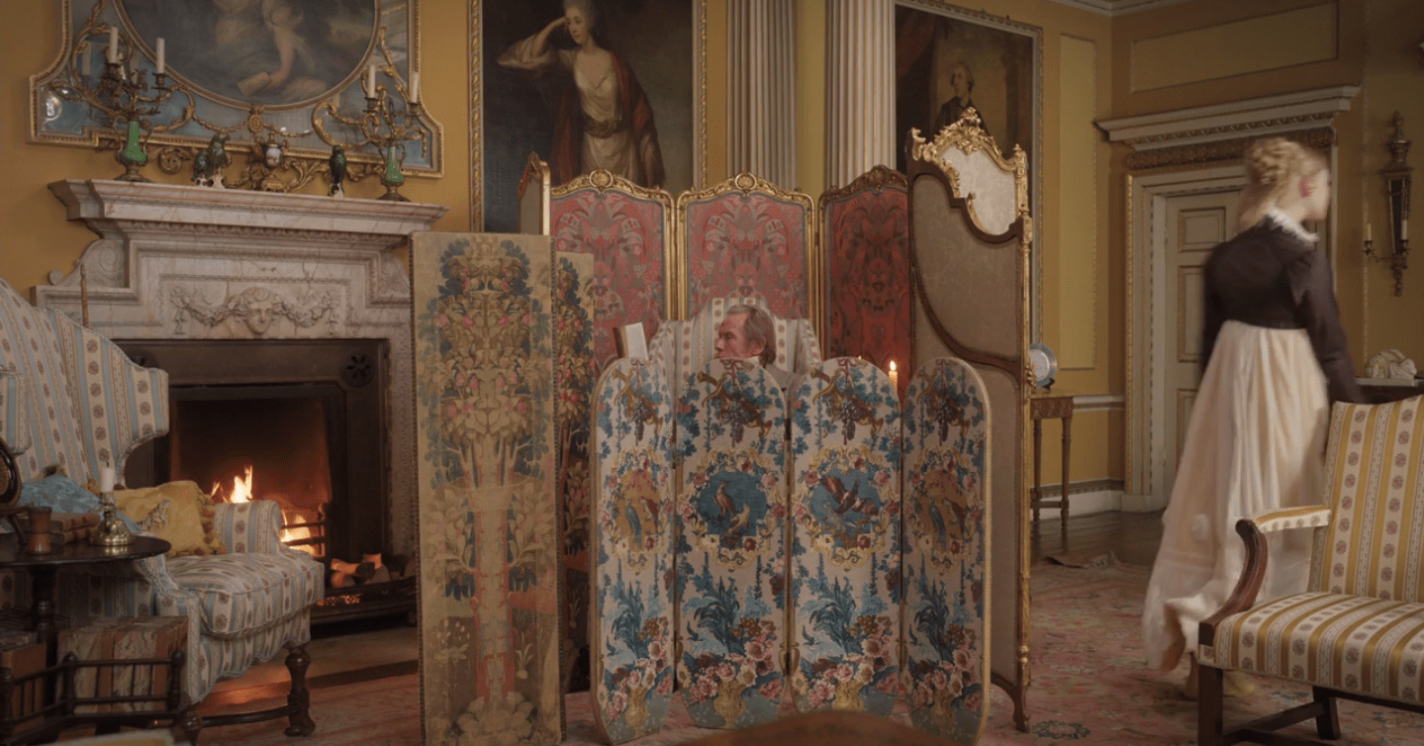 Mr. Woodhouse amongst his folding screens - film shot from Emma