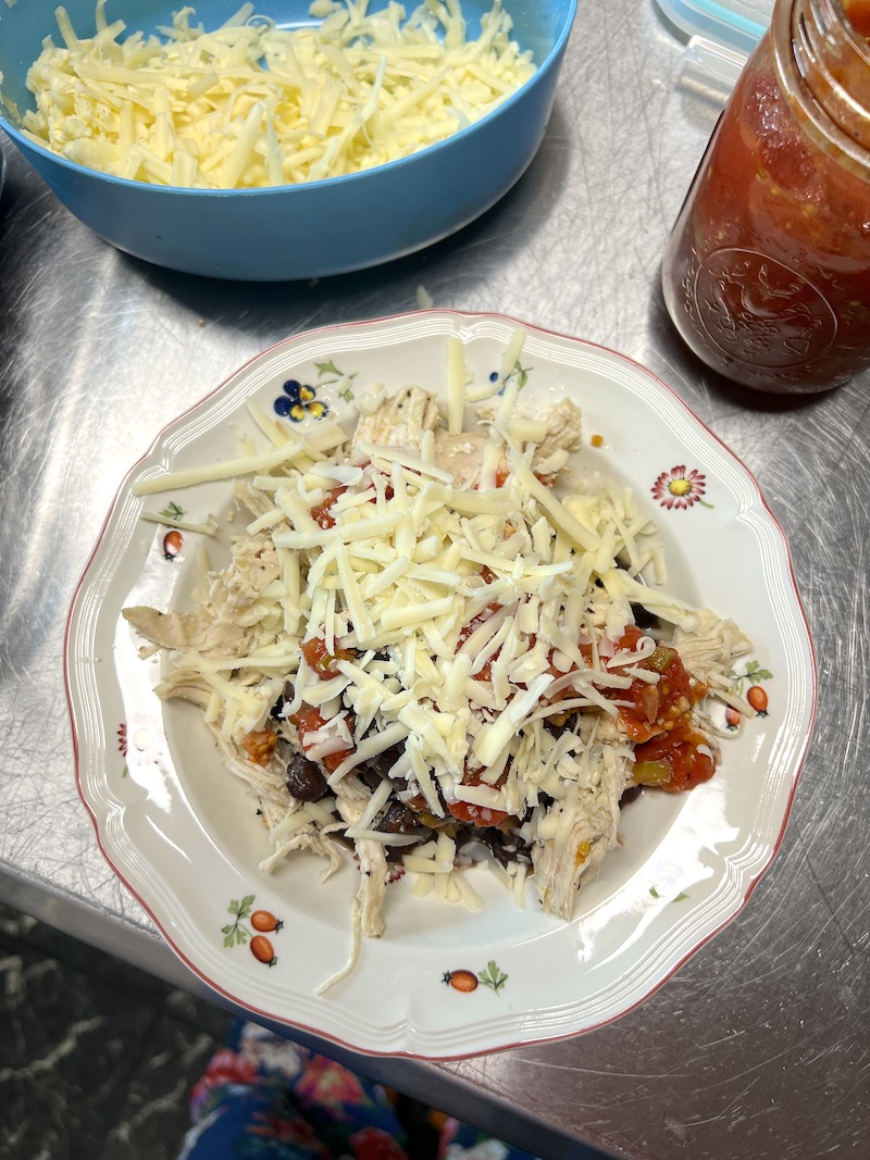 Insta shredded chicken stuffed avocado