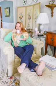 My tips for keeping your sanity while undergoing IVF. Katherine sips tea in her living room.