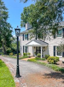 The new lamp post lanterns around driveway