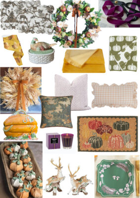 Fall decor round-up for 2023 with florals, ribbon, pillows, and tableware perfect decorating your home this autumn