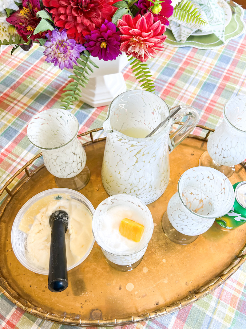 The perfect non-alcoholic party drink: a pineapple sherbet limeade mocktail