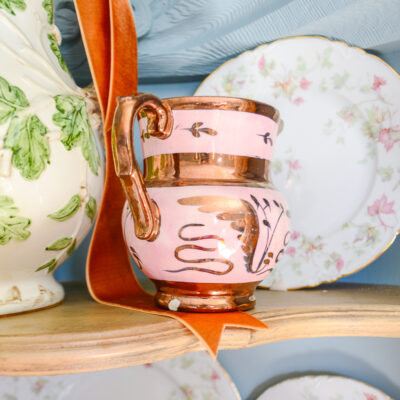 Vintage Pink Copper Lustre Pitcher