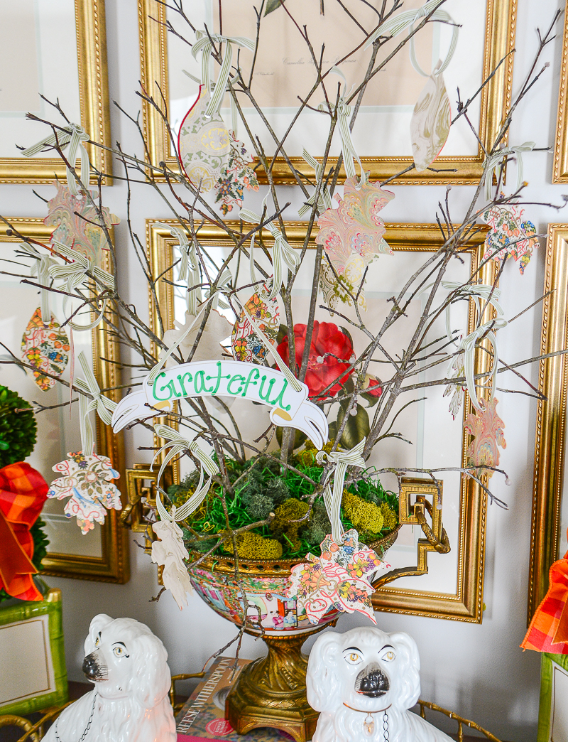 Hand made Italian paper leaves on gratitude tree