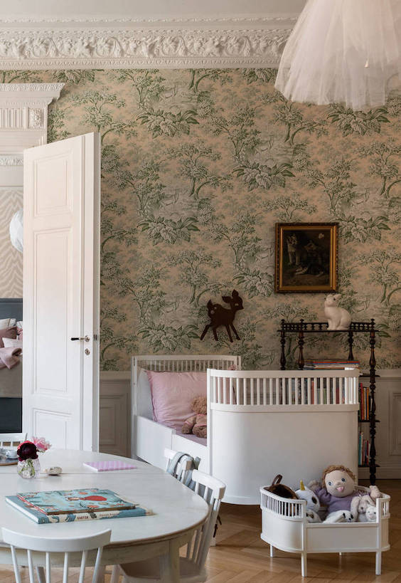 Green and white girl's nursery