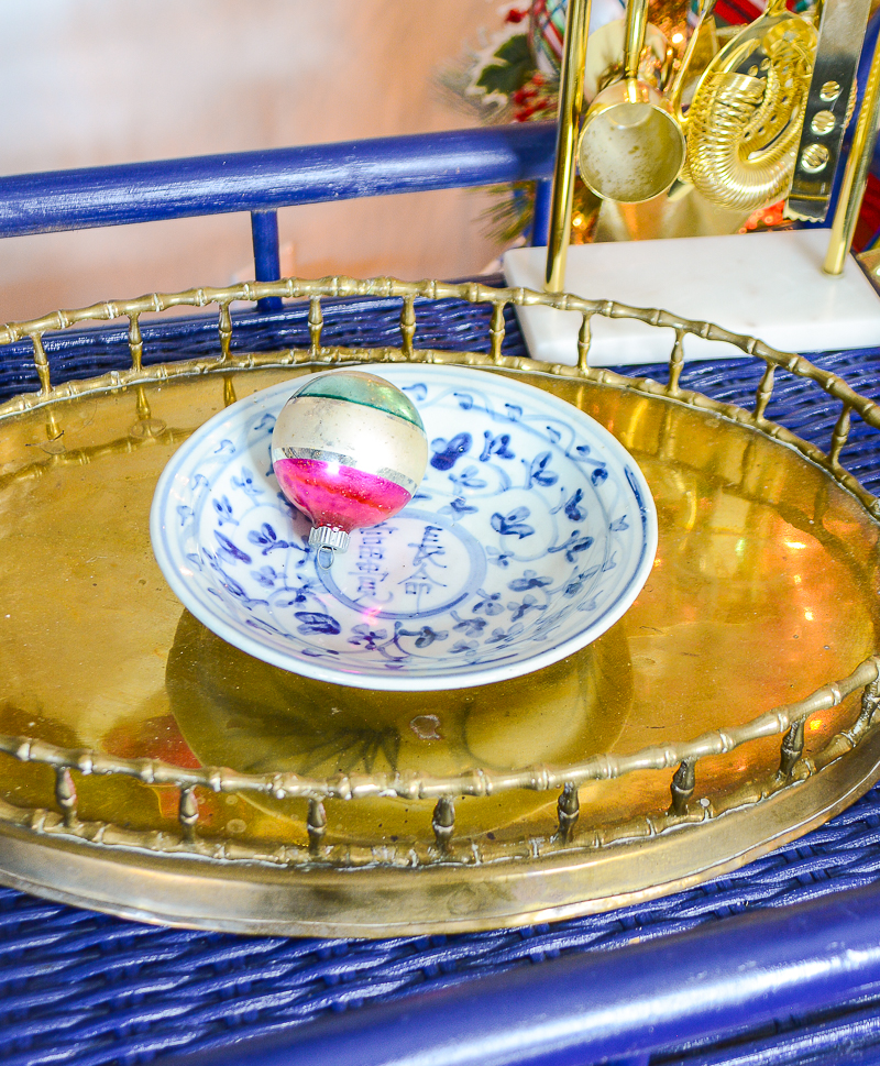 Chinese Noble Character dish in blue and white
