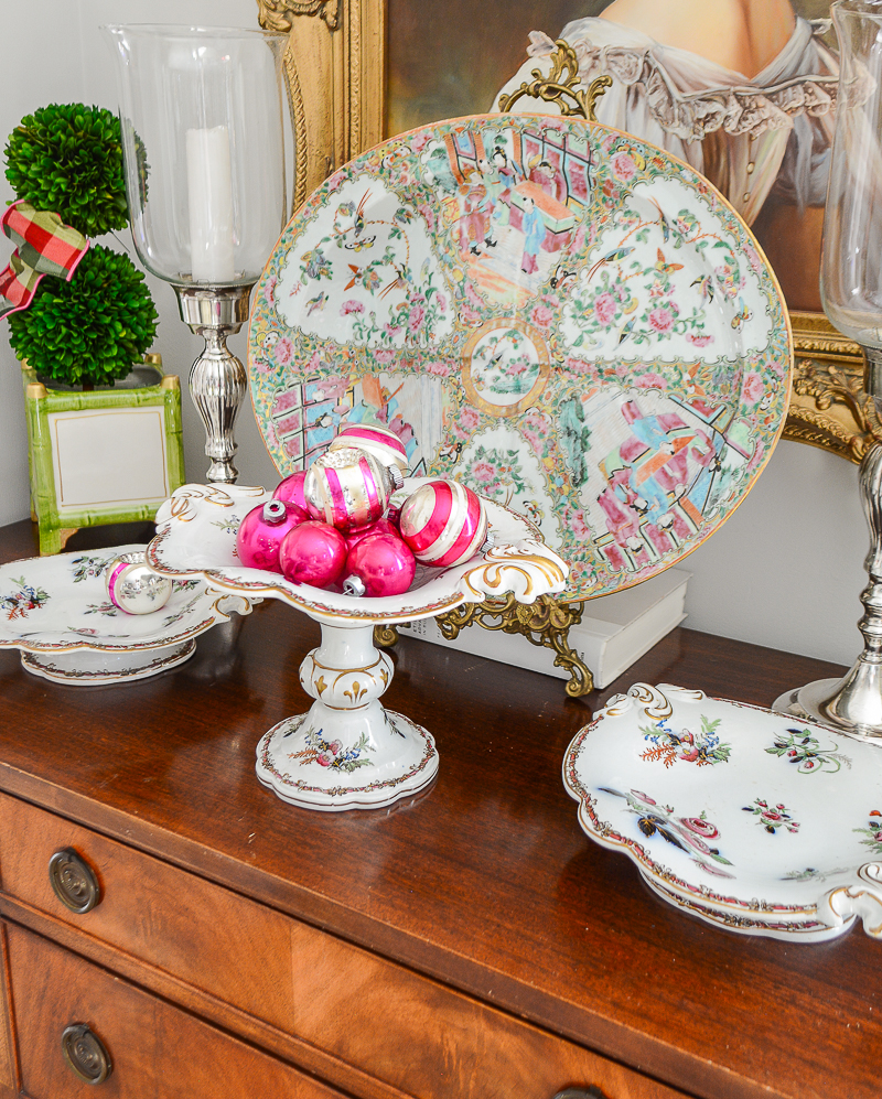 This trio of footed dishes are simply lovely with their Victorian-esque roses. Shop now on penderandpeony.com