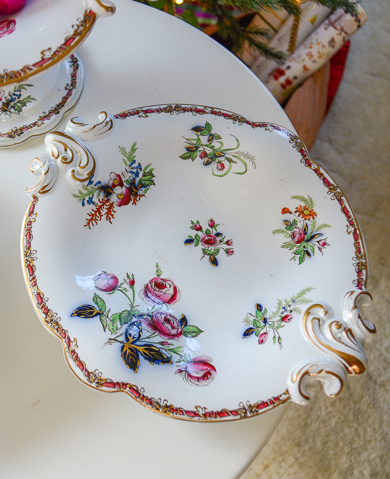 This trio of footed dishes are simply lovely with their Victorian-esque roses. Shop now on penderandpeony.com