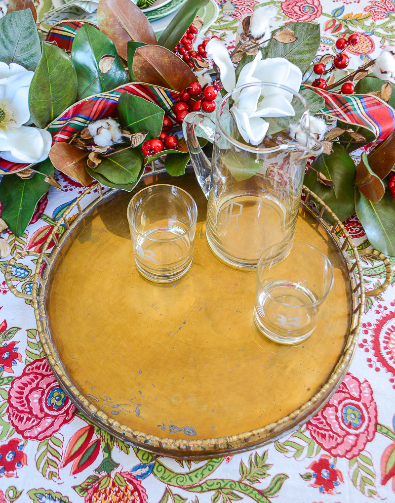 Vintage Round Brass Bamboo Gallery Tray - Pender & Peony - A Southern Blog