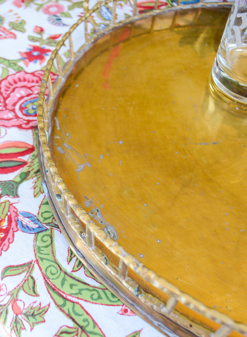 Vintage Round Brass Bamboo Gallery Tray - Pender & Peony - A Southern Blog