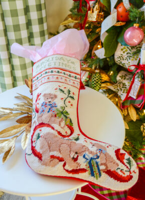 Needlepoint Christmas Stocking - Festive Holiday Decor