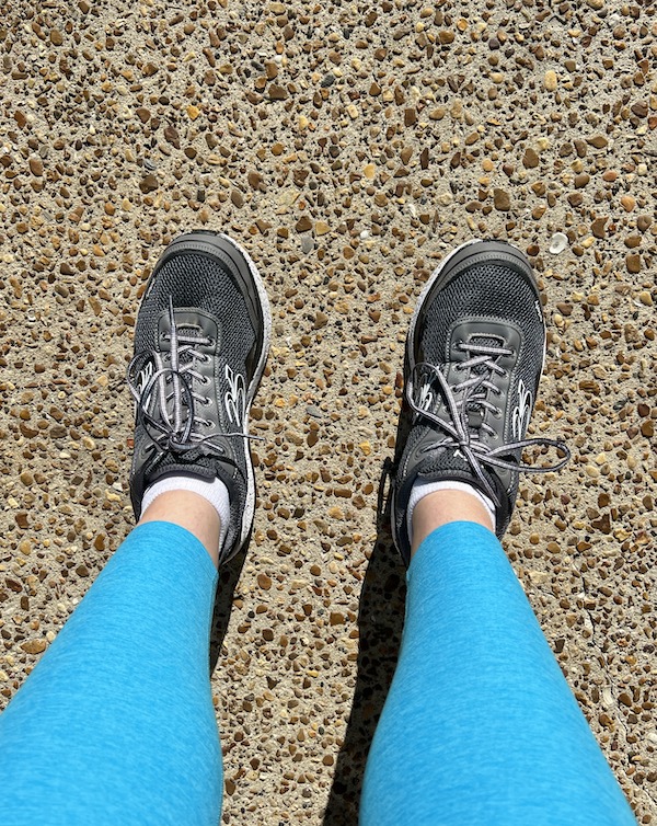 GDefy tennis shoes and Beyond Yoga leggings