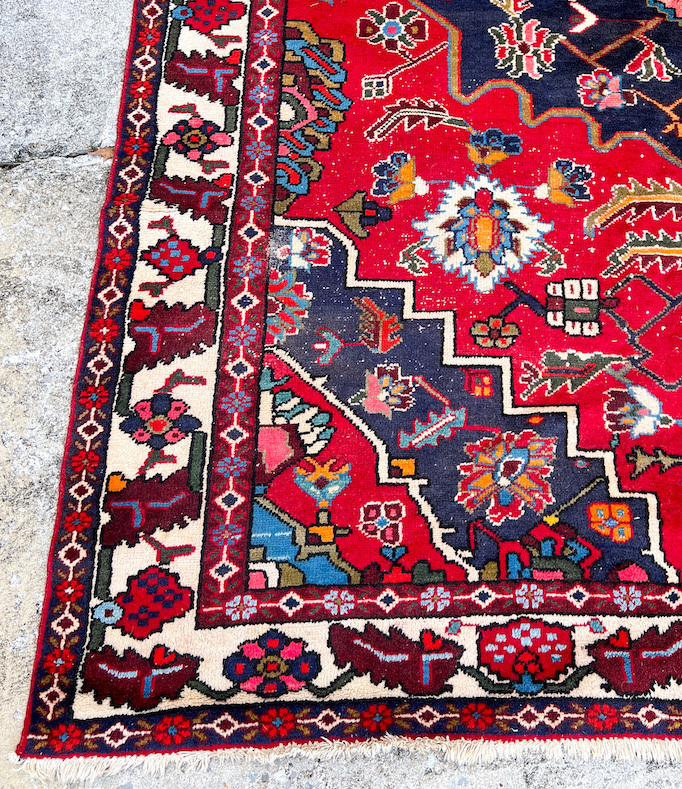 Area of Persian rug with white foundation knots