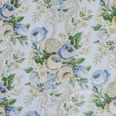 Vintage P. Kaufmann fabric with yellow and blue roses