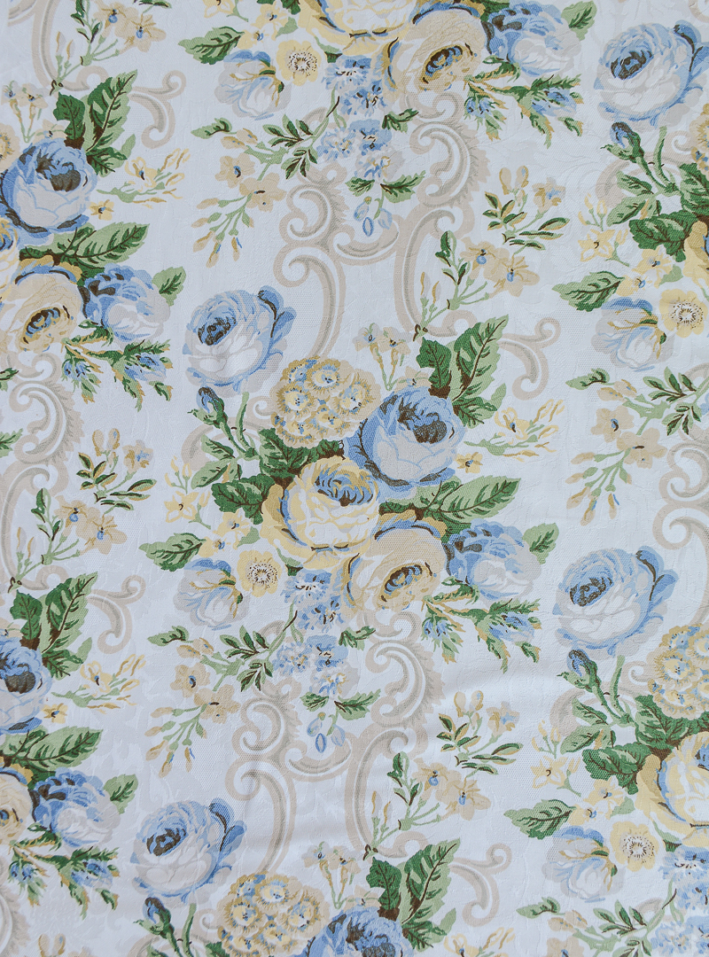 Vintage P. Kaufmann fabric with yellow and blue roses