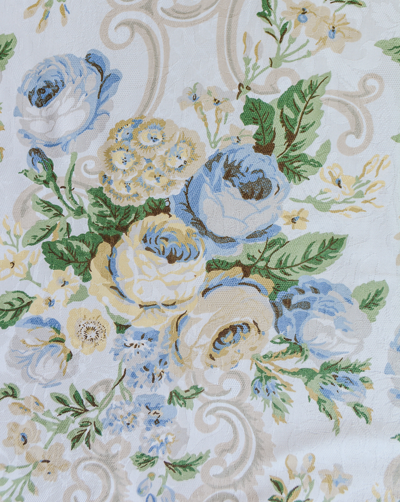 Vintage P. Kaufmann fabric with yellow and blue roses