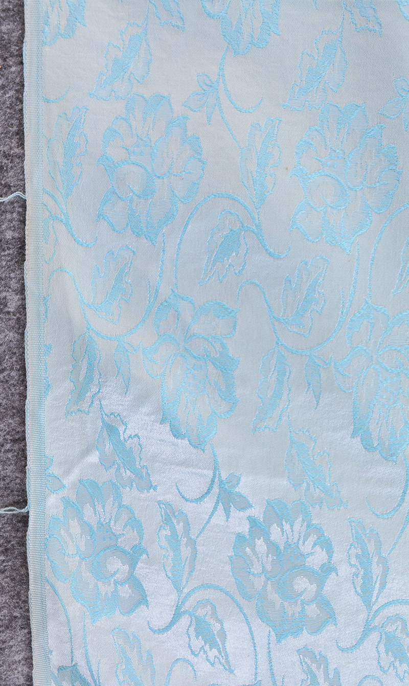 Baby blue floral brocade fabric