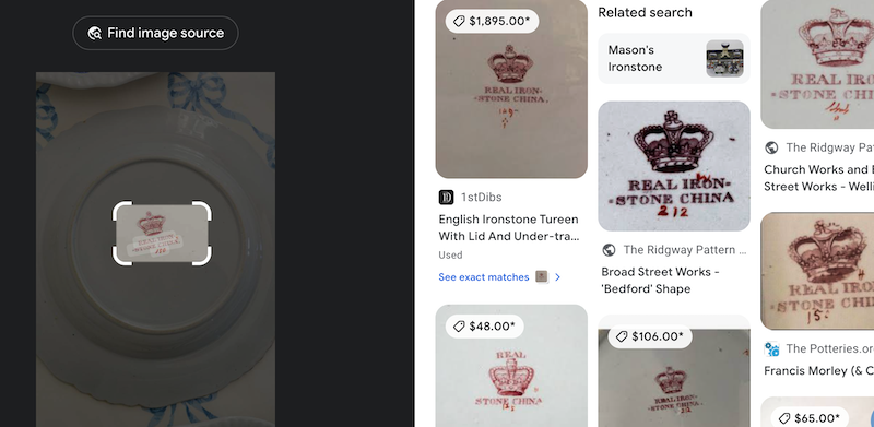 plate mark search with Google image search