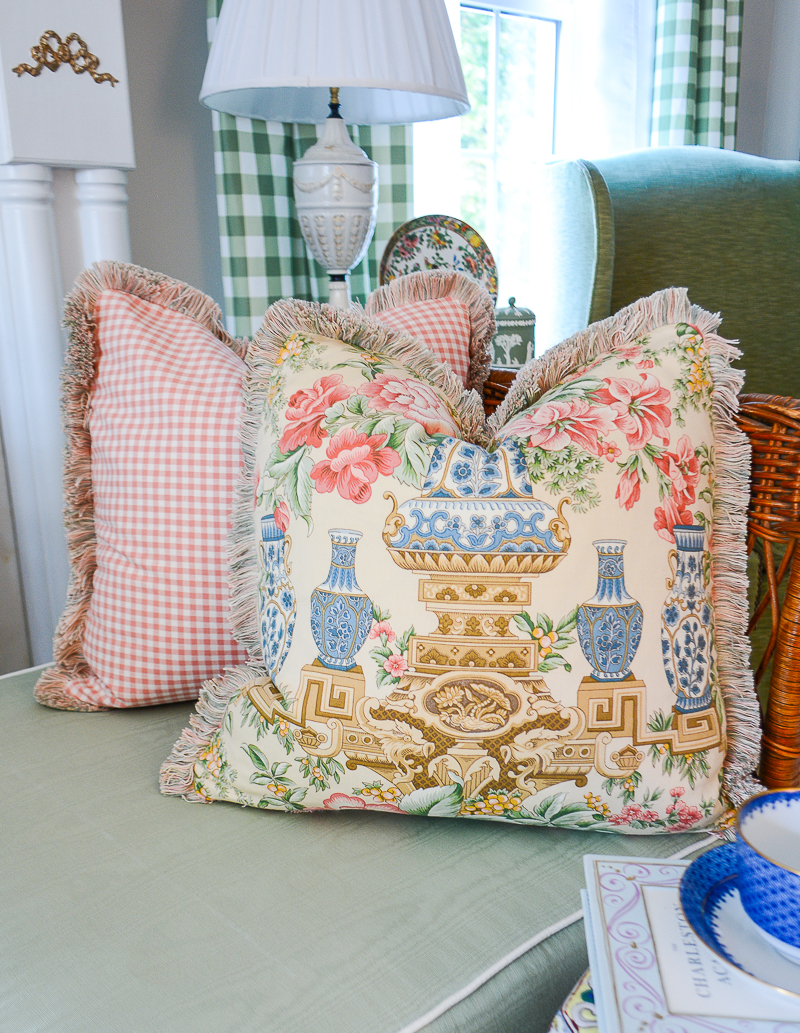 Braemore peony and blue and white vase fabric