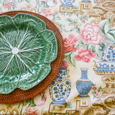 Braemore peony and vase table topper 54" - P&P's Grandmillennial Pillow Collection