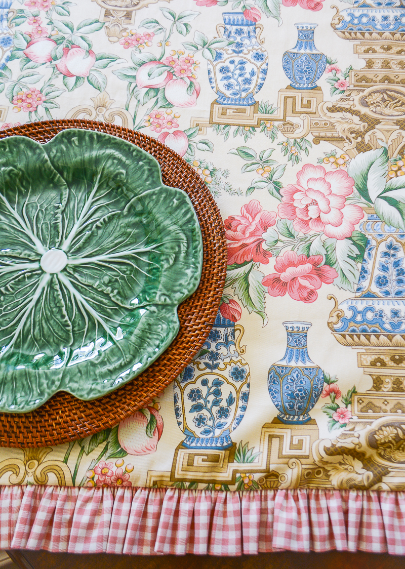 Braemore peony and vase table topper 54" - P&P's Grandmillennial Pillow Collection