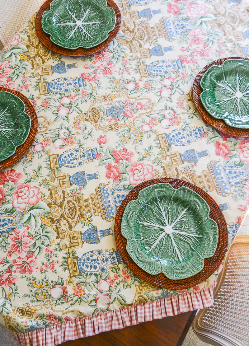 Braemore peony and vase table topper 54" - P&P's Grandmillennial Pillow Collection