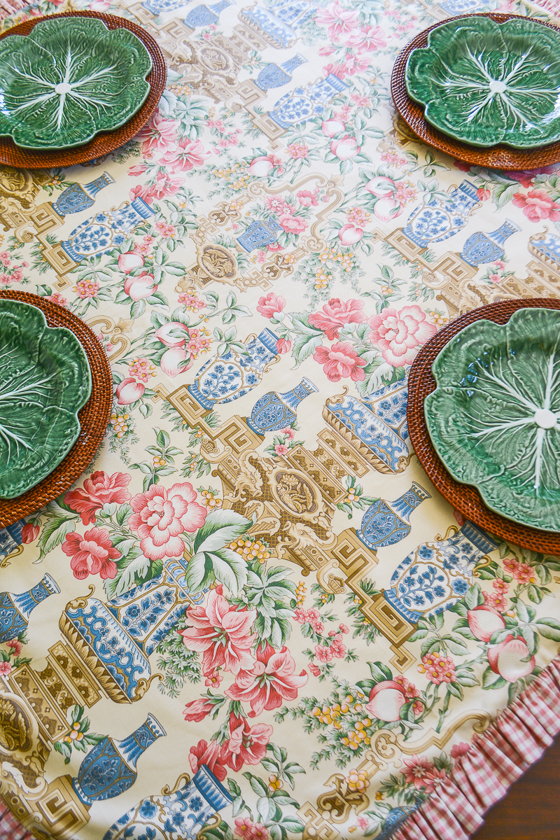 Braemore peony and vase table topper 54" - P&P's Grandmillennial Pillow Collection