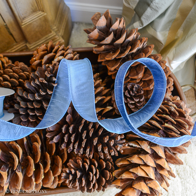 French blue dupioni like ribbon, 1.5"