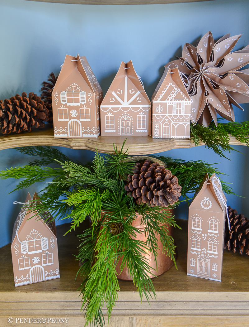 Gingerbread house treat boxes used as advent calendar