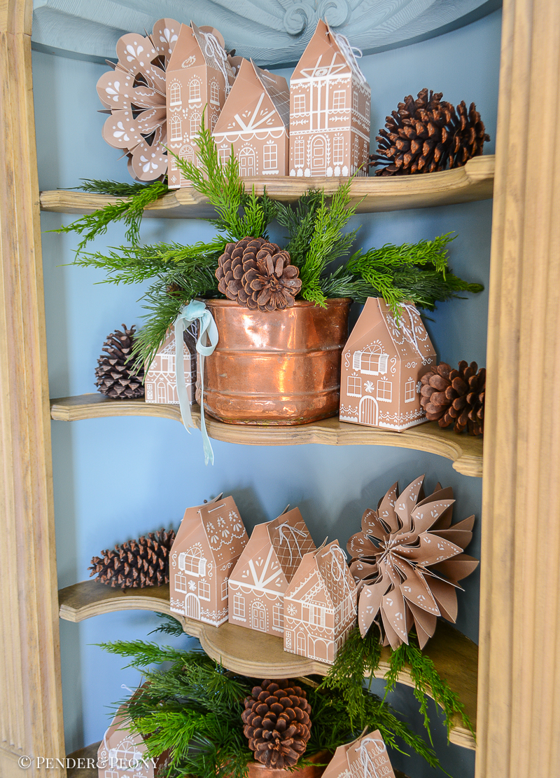 Gingerbread house treat boxes used as advent calendar