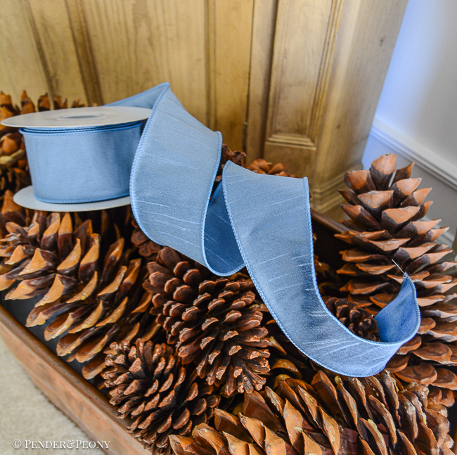 French blue dupioni like ribbon, 2.5"