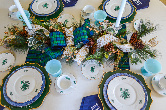 Gingerbread forest swag laid on table as centerpiece