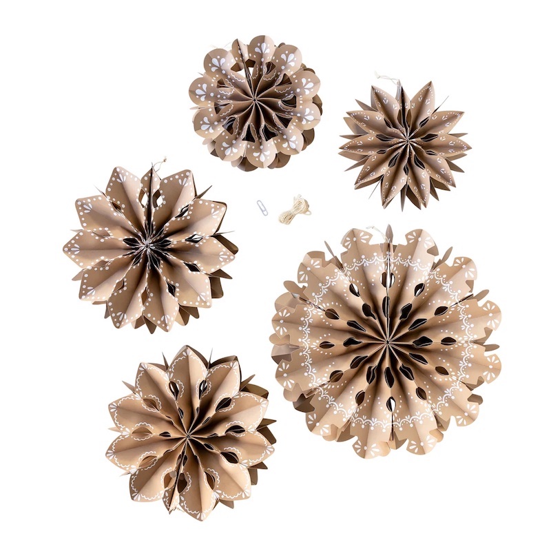 Gingerbread Paper Snowflake, Set of 5 - Image 4