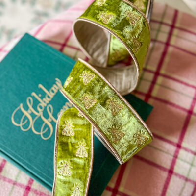 Green velvet bee ribbon