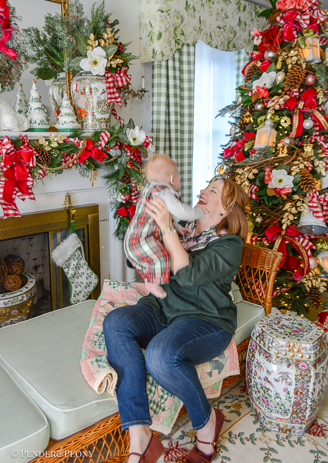 Playing with James on the daybed
