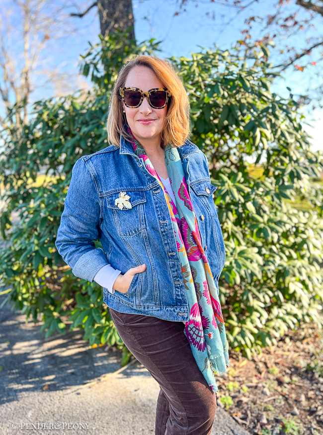 The perfect denim jacket from Quince in indigo blue