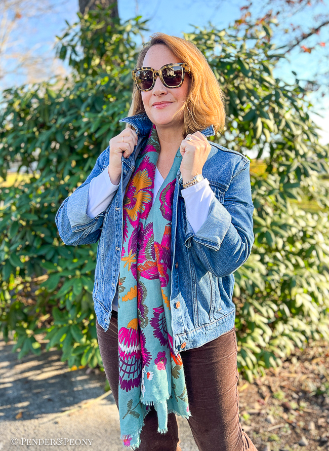 The perfect denim jacket from Quince in indigo blue