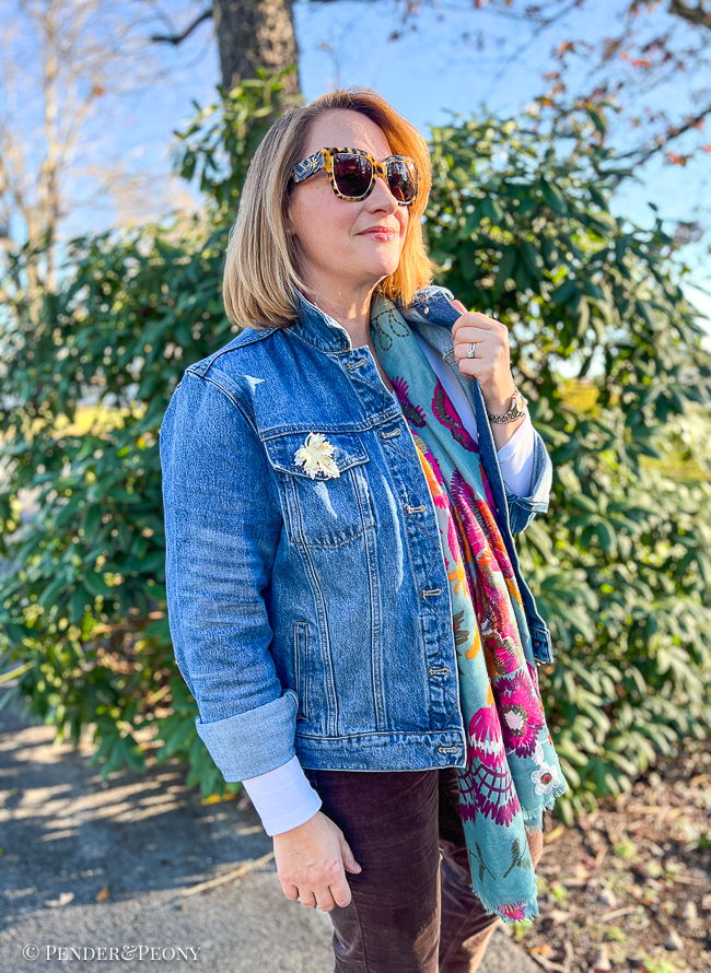 The perfect denim jacket from Quince in indigo blue