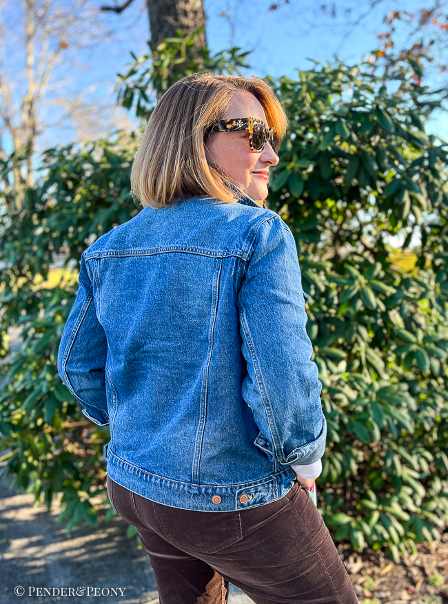 The perfect denim jacket from Quince in indigo blue