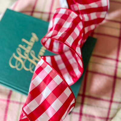 red, pink, and white gingham ribbon