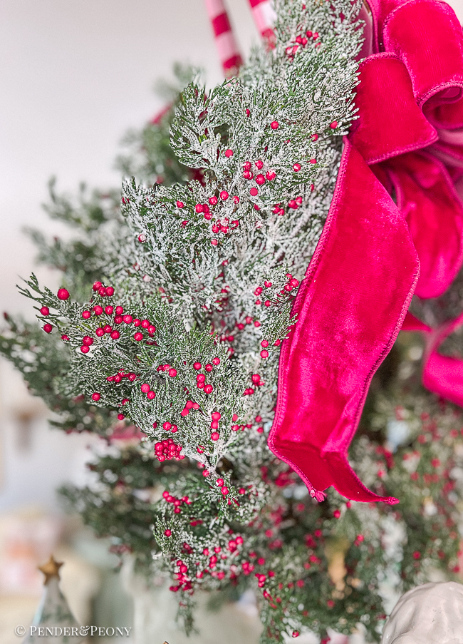 frosted cedar red berry wreath