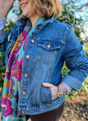 The perfect denim jacket from Quince in indigo blue