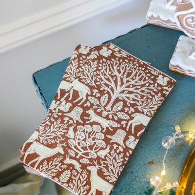 Brown and white woodland toile paper napkins